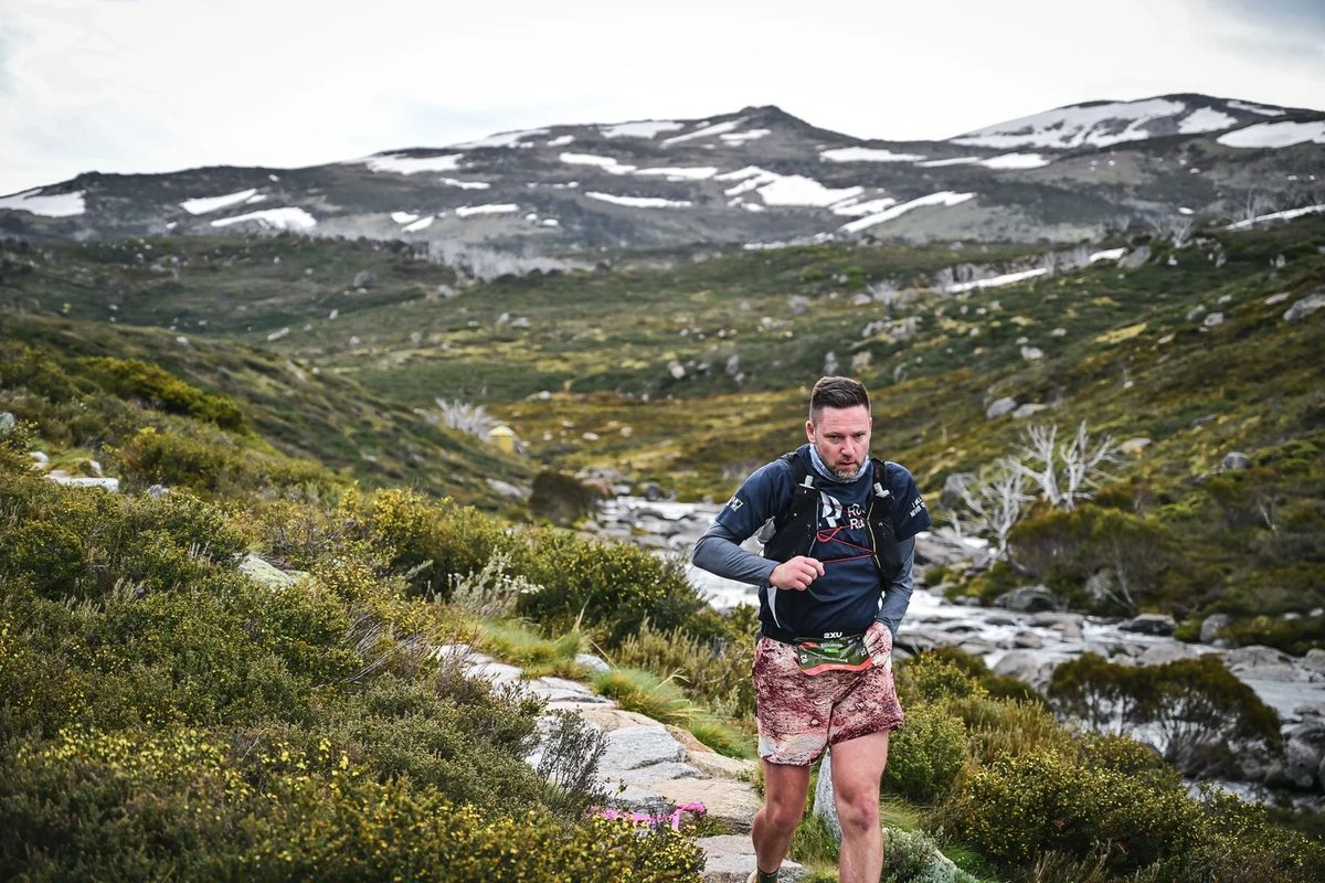 Rodney running through the Kosciuszko alpine landscape
